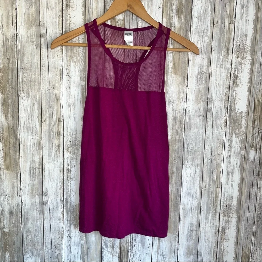 Victoria Sport Purple Mesh Top Sport Tank Top Medium - Picture 2 of 5